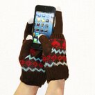 Дизайнерские перчатки для iPhone и других сенсорных устройств, двойные, коричневые