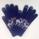 Дизайнерские перчатки для сенсорных экранов, синие с оленями