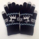 Дизайнерские перчатки для сенсорных экранов, черные с оленями
